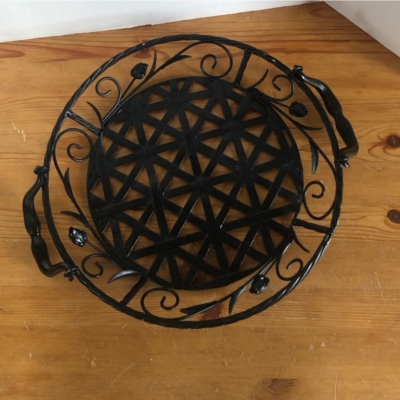Metal Floral Decorative Tray - Picture 1 of 7